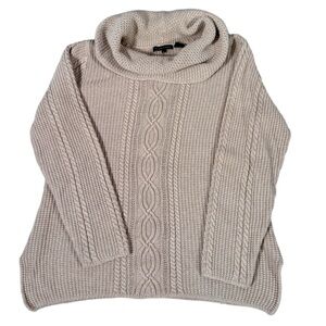 JEANNE PIERRE Women’s Cotton Knit Cowl Neck Sweater - Cream Size Large